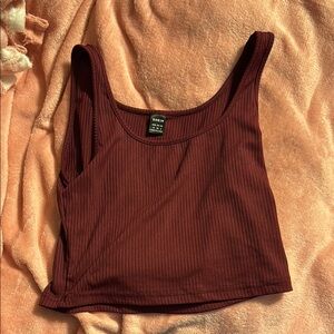 Shein Women's Burgundy Ribbed Crop Top